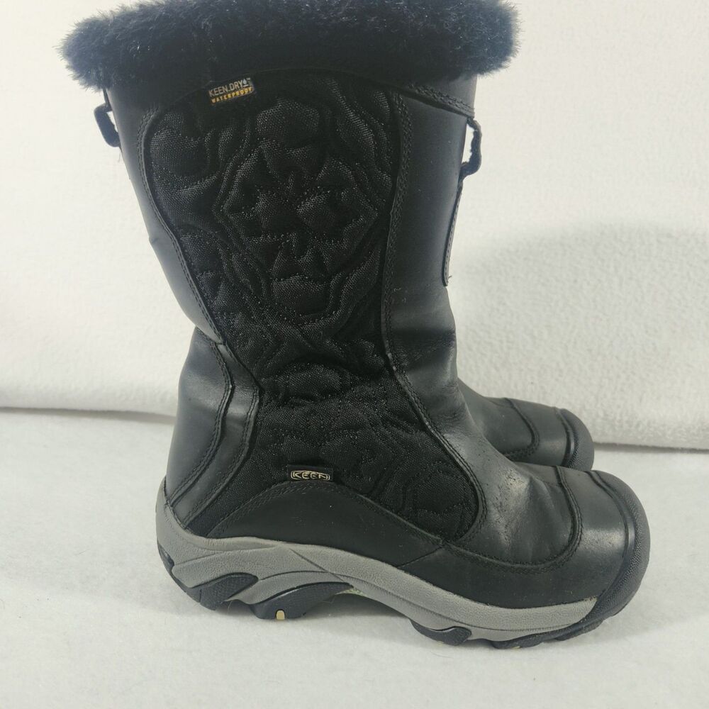 Keen Womens Betty II Winter Boots Size 8 Black Leather Waterproof Insulated Snow